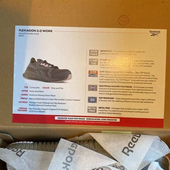 Reebok Work RB461 Flexagon 3.0 Safety Toe Athletic Work Shoe Women's Size 11.5W - Picture 7 of 10